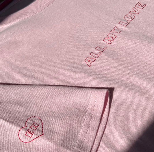 All My Love E.H Embroidered T Shirt - Pink